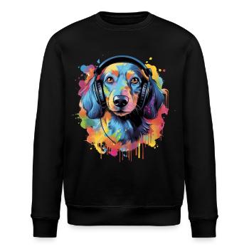 Teckel coloré avec des écouteurs - Sweat bio ROLLER Stanley/Stella Unisexe - noir - Devant - Nik (191cm)