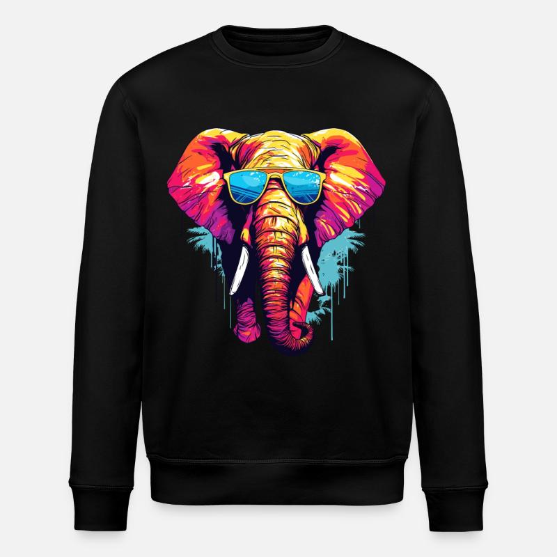 Elephant with sunglasses - Stanley/Stella ROLLER Unisex Organic Sweatshirt - black