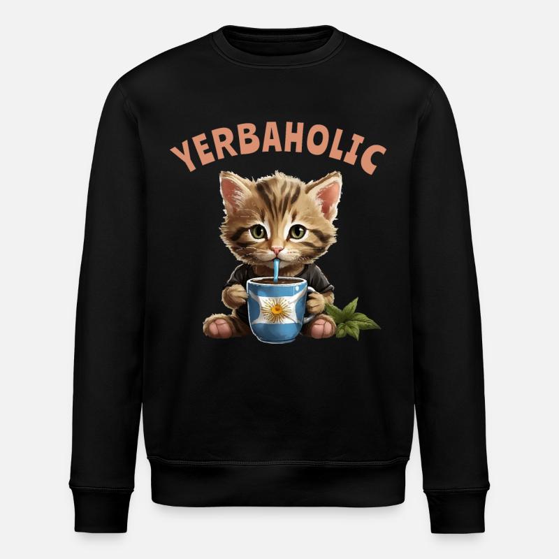 Yerba Mate Cat Yerbaholic - Stanley/Stella ROLLER Unisex Organic Sweatshirt - black