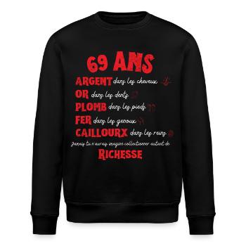 69 Jahre alte Geburtstagsfrau Mann lustige Geschenkidee - Stanley/Stella Unisex Bio-Sweatshirt ROLLER - Schwarz - Vorne - Nik (191cm)