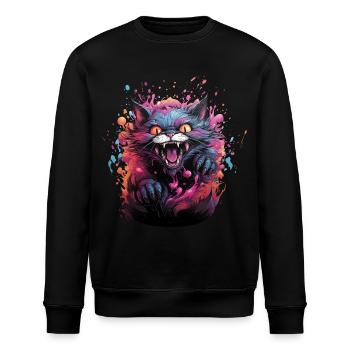 Böse Miezekatze bunt - Stanley/Stella Unisex Bio-Sweatshirt ROLLER - Schwarz - Vorne - Nik (191cm)