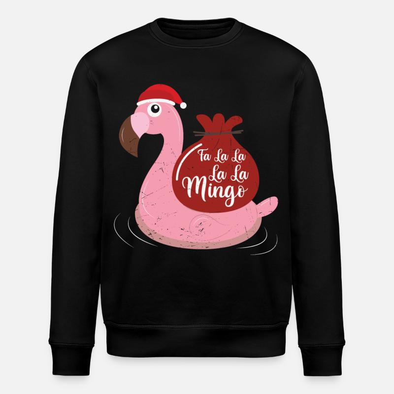 Flamingo Design Lustige Weihnachtspullover - Stanley/Stella Unisex Bio-Sweatshirt ROLLER - Schwarz