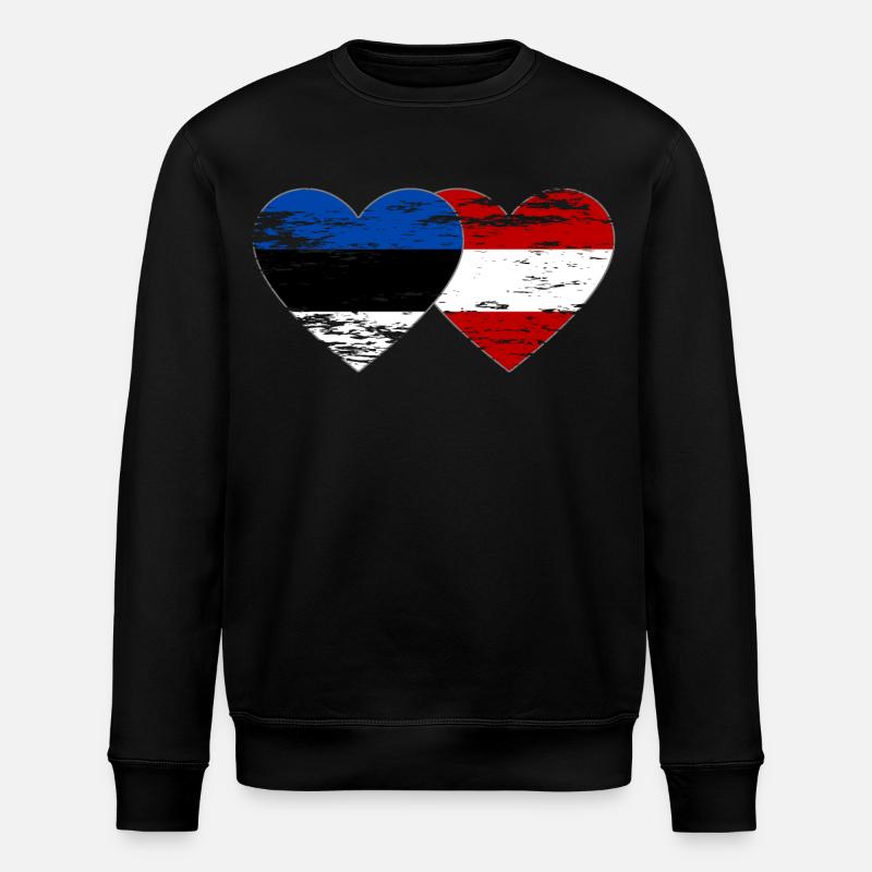 Estonie Autriche drapeau coeur utilisé - Sweat bio ROLLER Stanley/Stella Unisexe - noir