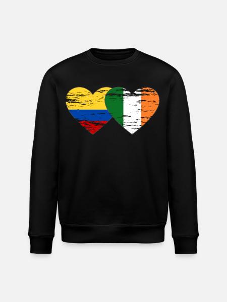Colombie Irlande drapeau coeur utilisé - Sweat bio ROLLER Stanley/Stella Unisexe - noir