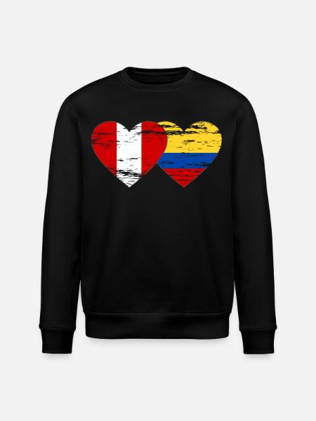 Pérou Colombie drapeau coeur utilisé - Sweat bio ROLLER Stanley/Stella Unisexe - noir