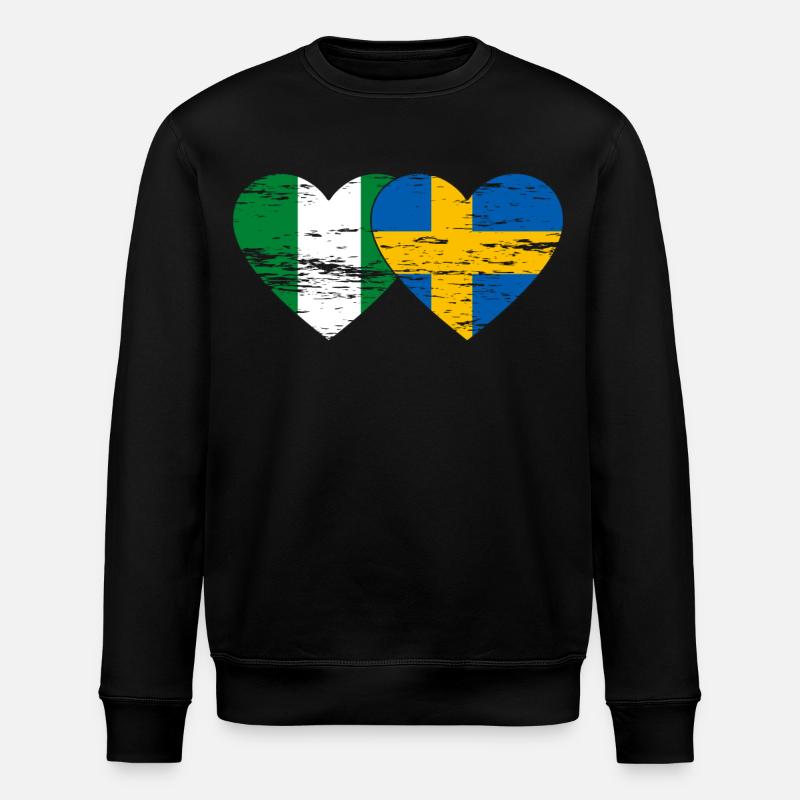 Drapeau Nigeria Suède coeur utilisé - Sweat bio ROLLER Stanley/Stella Unisexe - noir