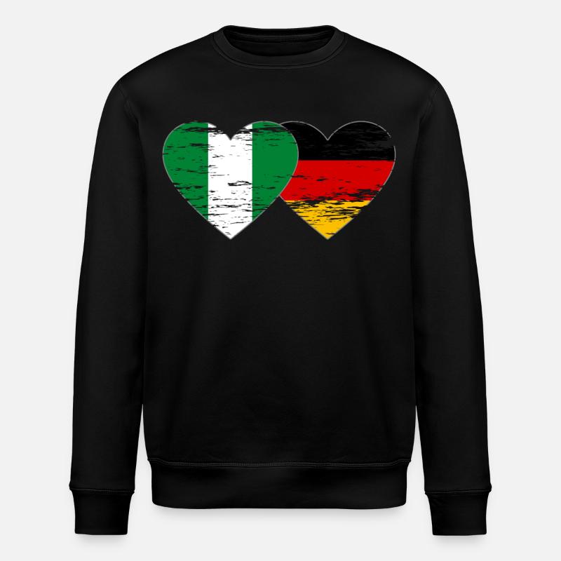 Drapeau Nigeria Allemagne coeur utilisé - Sweat bio ROLLER Stanley/Stella Unisexe - noir