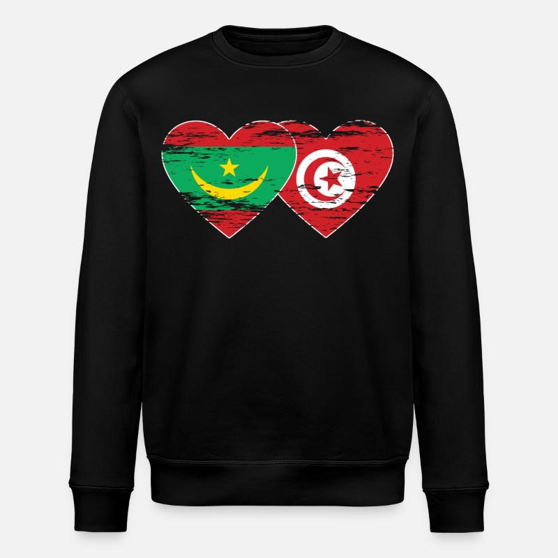 Mauritanie Tunisie drapeau coeur utilisé - Sweat bio ROLLER Stanley/Stella Unisexe - noir