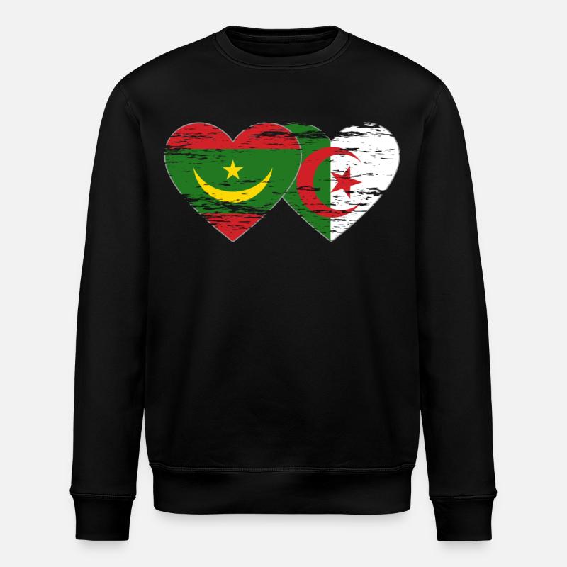 Algérie Mauritanie Drapeau Coeur utilisé - Sweat bio ROLLER Stanley/Stella Unisexe - noir