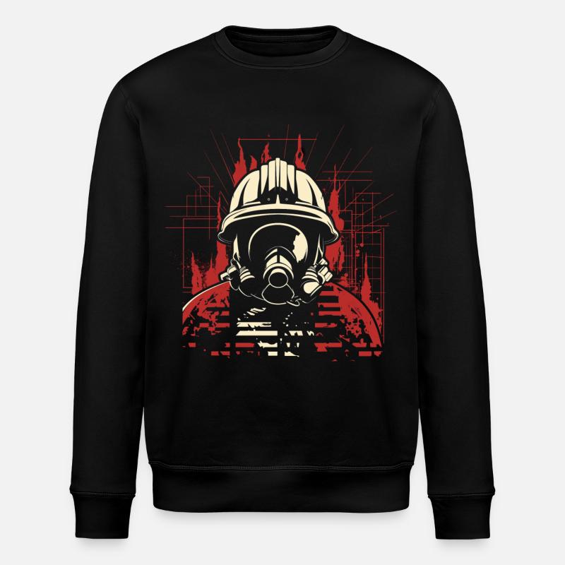 Feuerwehrmann Retro Stil - Stanley/Stella Unisex Bio-Sweatshirt ROLLER - Schwarz