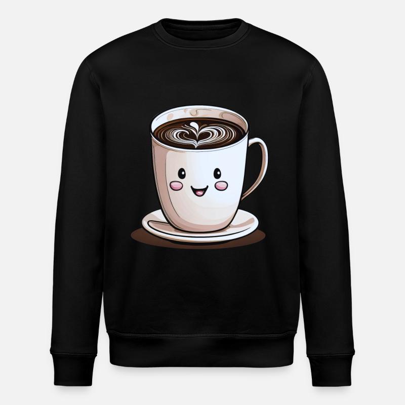 Lächelnde Tasse Kaffee - Stanley/Stella Unisex Bio-Sweatshirt ROLLER - Schwarz