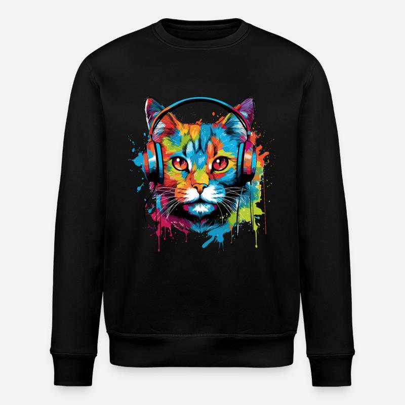 Chat avec écouteurs Musique - Sweat bio ROLLER Stanley/Stella Unisexe - noir