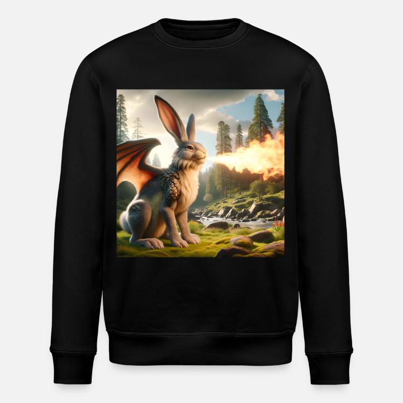 Feuerspeiender Hase Drache #08 - Stanley/Stella Unisex Bio-Sweatshirt ROLLER - Schwarz