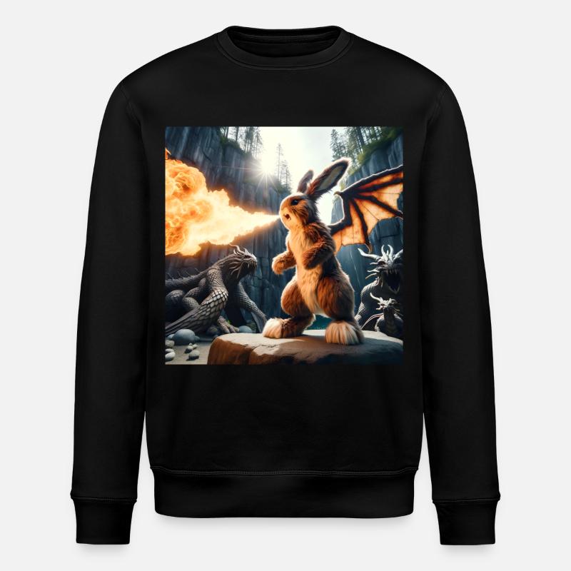 Feuerspeiender Hase Drache #10 - Stanley/Stella Unisex Bio-Sweatshirt ROLLER - Schwarz