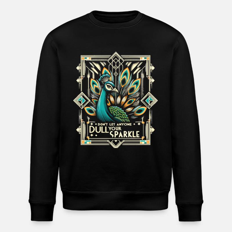 Paon Art déco : Splendeur élégante - Sweat bio ROLLER Stanley/Stella Unisexe - noir
