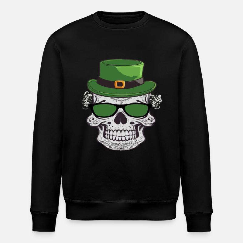 Skull Saint patrick's day - Stanley/Stella ROLLER Unisex Organic Sweatshirt - black