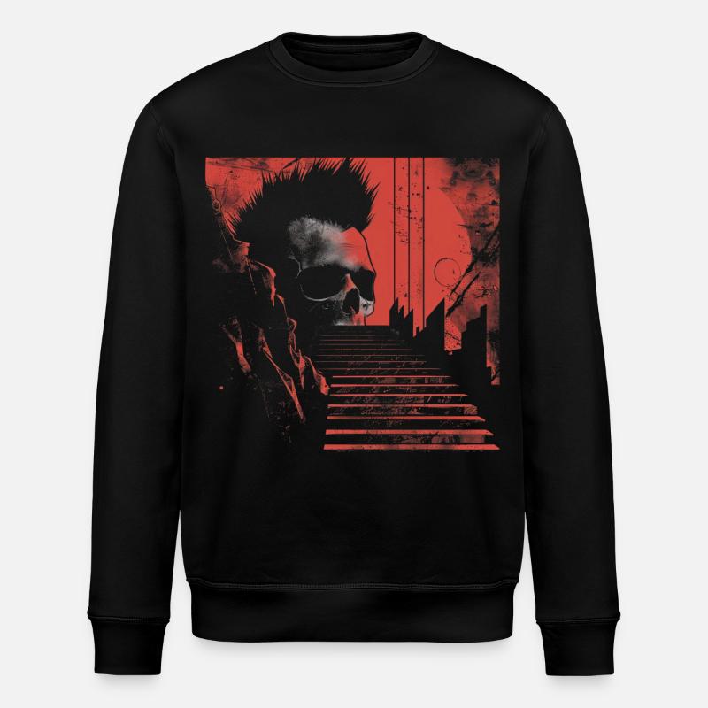 Punk Rock Skull Explosion Tee - Stanley/Stella ROLLER Unisex Organic Sweatshirt - black