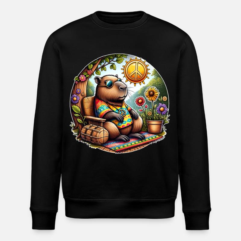 Capybara Hippie Peace - Stanley/Stella ROLLER Unisex Organic Sweatshirt - black