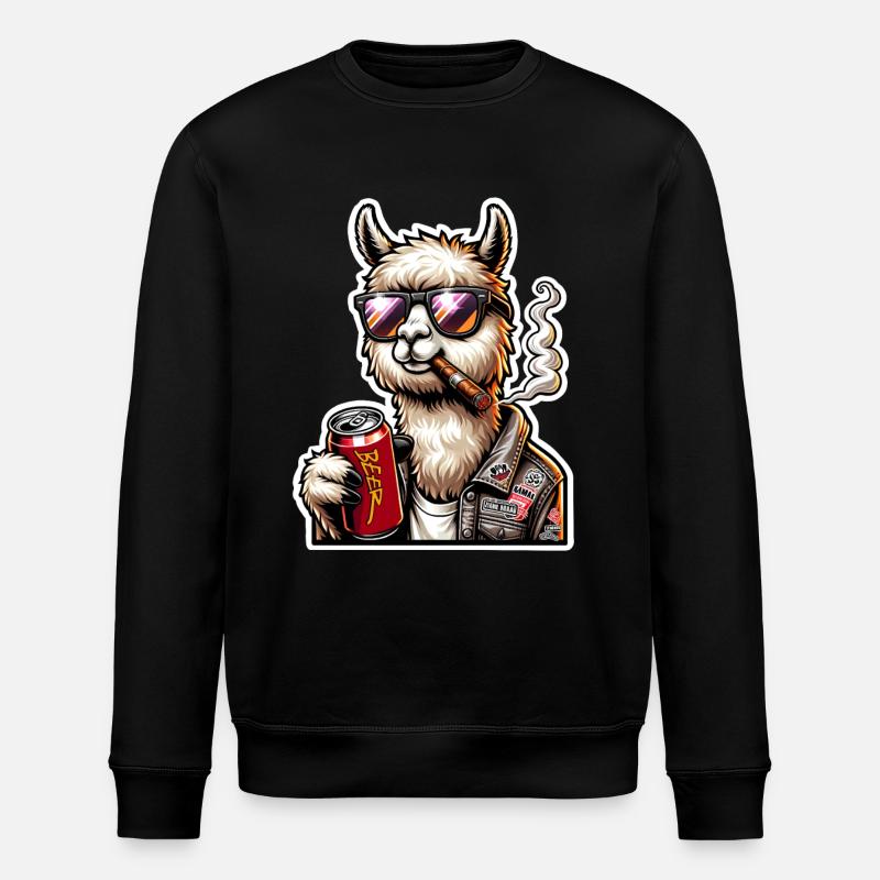Alpaca Beer Cigar - Stanley/Stella ROLLER Unisex Organic Sweatshirt - black