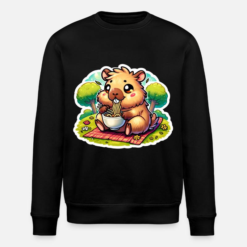 Capybara Ramen Kawaii Anime - Stanley/Stella ROLLER Unisex Organic Sweatshirt - black
