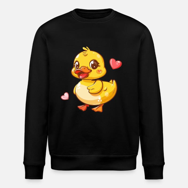 Süßes Entchen Mit Herzchen - Stanley/Stella Unisex Bio-Sweatshirt ROLLER - Schwarz