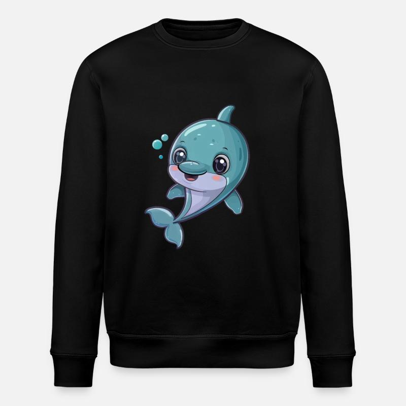 Cheerful dolphin underwater - Stanley/Stella ROLLER Unisex Organic Sweatshirt - black