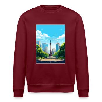 Mexiko-Stadt Vintage Reiseplakat Souvenir - Stanley/Stella Unisex Bio-Sweatshirt ROLLER - Burgunderrot - Vorne - Nik (191cm)