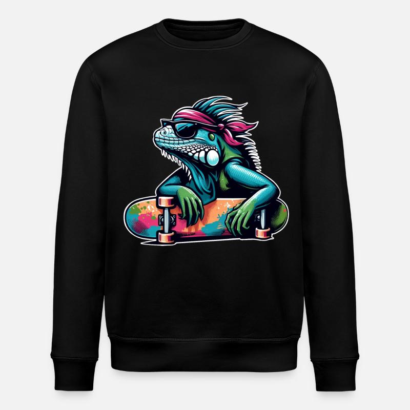 Iguana Skateboard SKater Skating - Sweat bio ROLLER Stanley/Stella Unisexe - noir