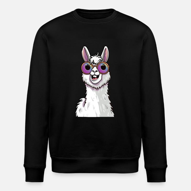 Funny llama with sunglasses - Stanley/Stella ROLLER Unisex Organic Sweatshirt - black