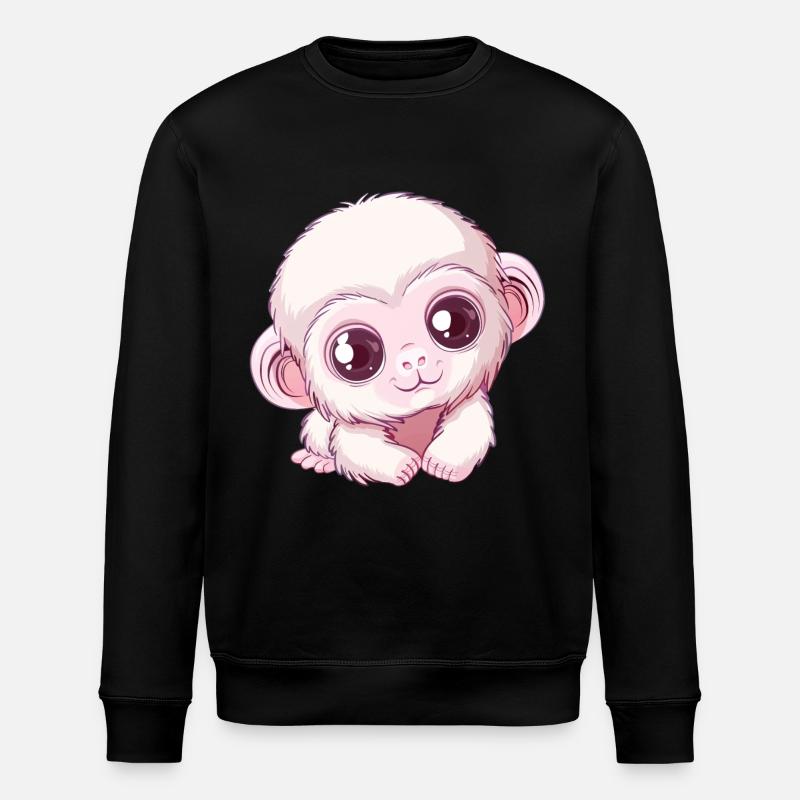 Cute Pink Baby Monkey Look - Stanley/Stella ROLLER Unisex Organic Sweatshirt - black