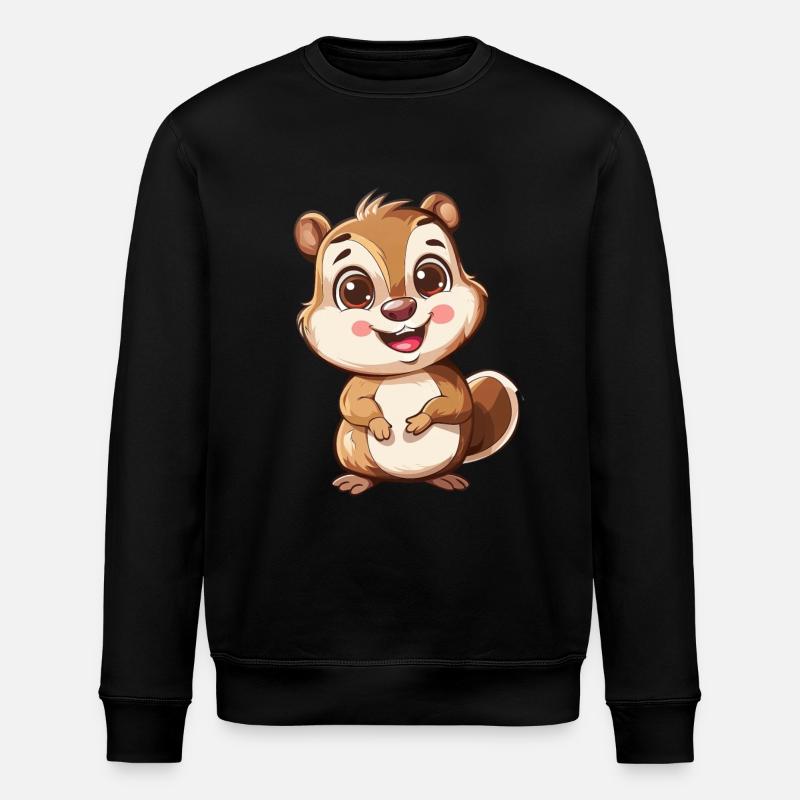 Cute Smiling Chipmunk - Stanley/Stella ROLLER Unisex Organic Sweatshirt - black