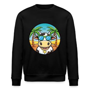 Kuh Lustige Cartoon Sommer Strand Sonnenbrille Aufkleber - Stanley/Stella Unisex Bio-Sweatshirt ROLLER - Schwarz - Vorne - Nik (191cm)