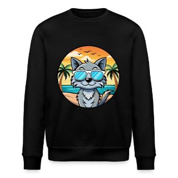 Australische Nebelkatzenrasse Cartoon Sonnenbrille Strand - Stanley/Stella Unisex Bio-Sweatshirt ROLLER - Schwarz - Vorne - Nik (191cm)