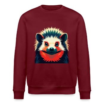 Igel Cartoon Figur Buntes Haustier Tier - Stanley/Stella Unisex Bio-Sweatshirt ROLLER - Burgunderrot - Vorne - Nik (191cm)