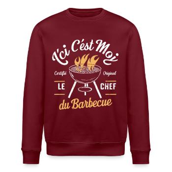 Le Chef du Barbecue - Sweat bio ROLLER Stanley/Stella Unisexe - bordeaux - Devant - Nik (191cm)
