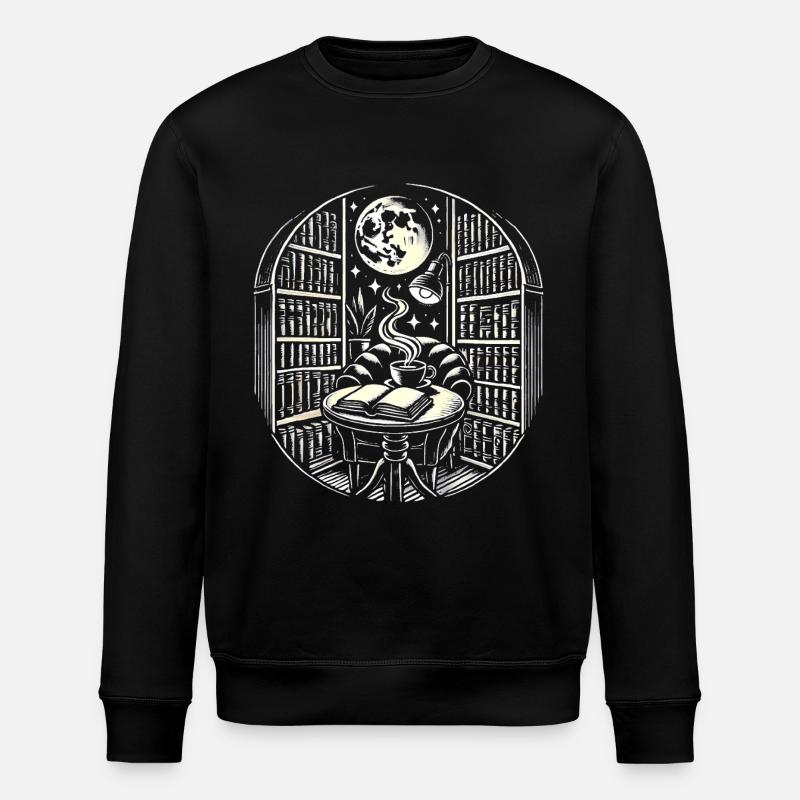 Mitternachtskaffee Bücher Tattoo Kunst - Stanley/Stella Unisex Bio-Sweatshirt ROLLER - Schwarz