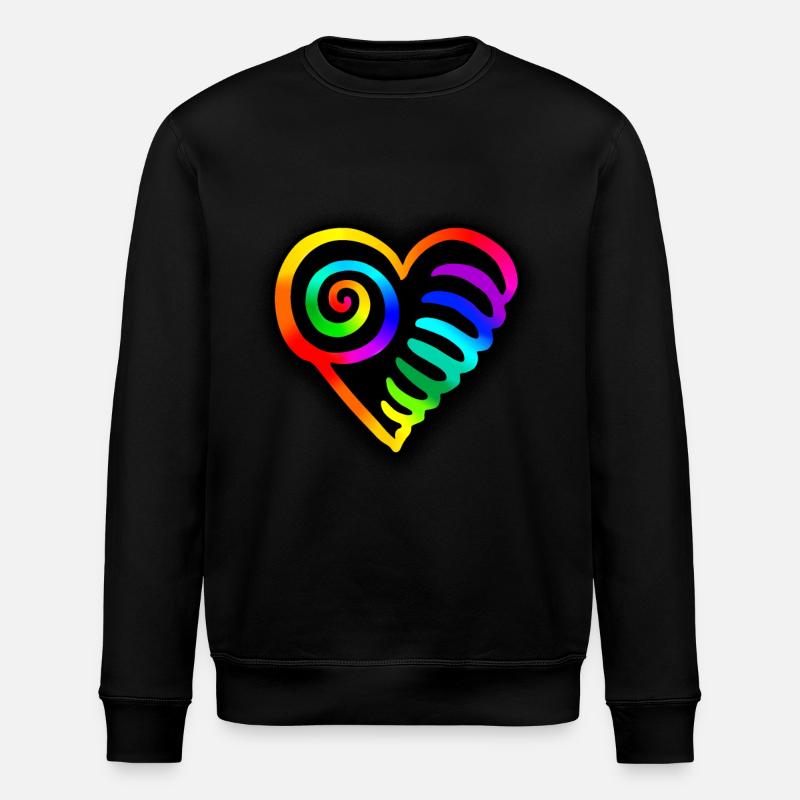 Herz Regenbogen - Stanley/Stella Unisex Bio-Sweatshirt ROLLER - Schwarz