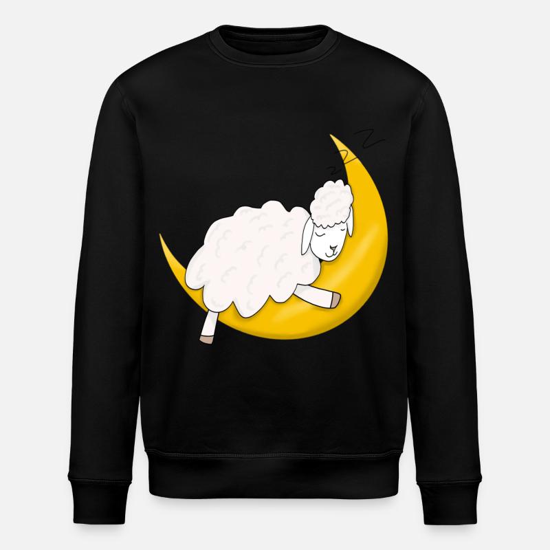 Sheep sleeping on moon - Stanley/Stella ROLLER Unisex Organic Sweatshirt - black