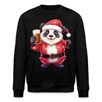 Weihnachten Bier Panda Bär Alkohol Prost Lustig - Stanley/Stella Unisex Bio-Sweatshirt ROLLER - Schwarz - Vorne - Nik (191cm)