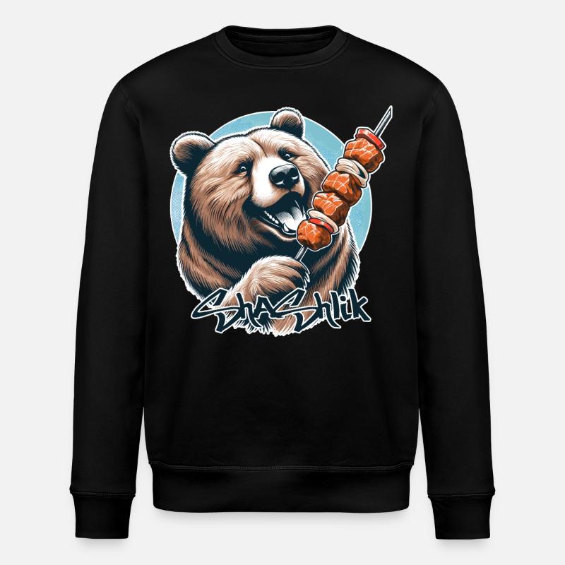 Shashlik Meat Skewer Bear Gift - Stanley/Stella ROLLER Unisex Organic Sweatshirt - black