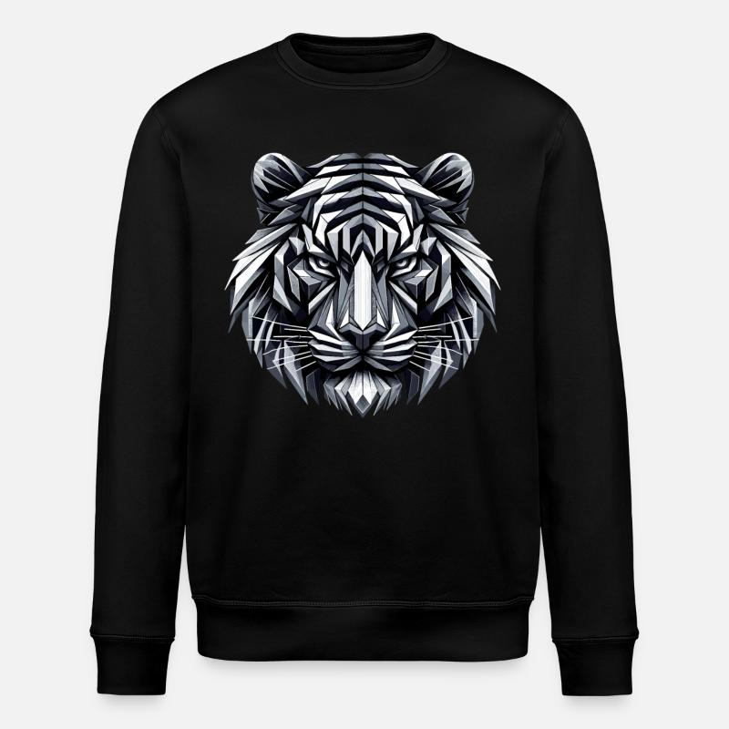Tiger Head Geometric Geometry Gift - Stanley/Stella ROLLER Unisex Organic Sweatshirt - black