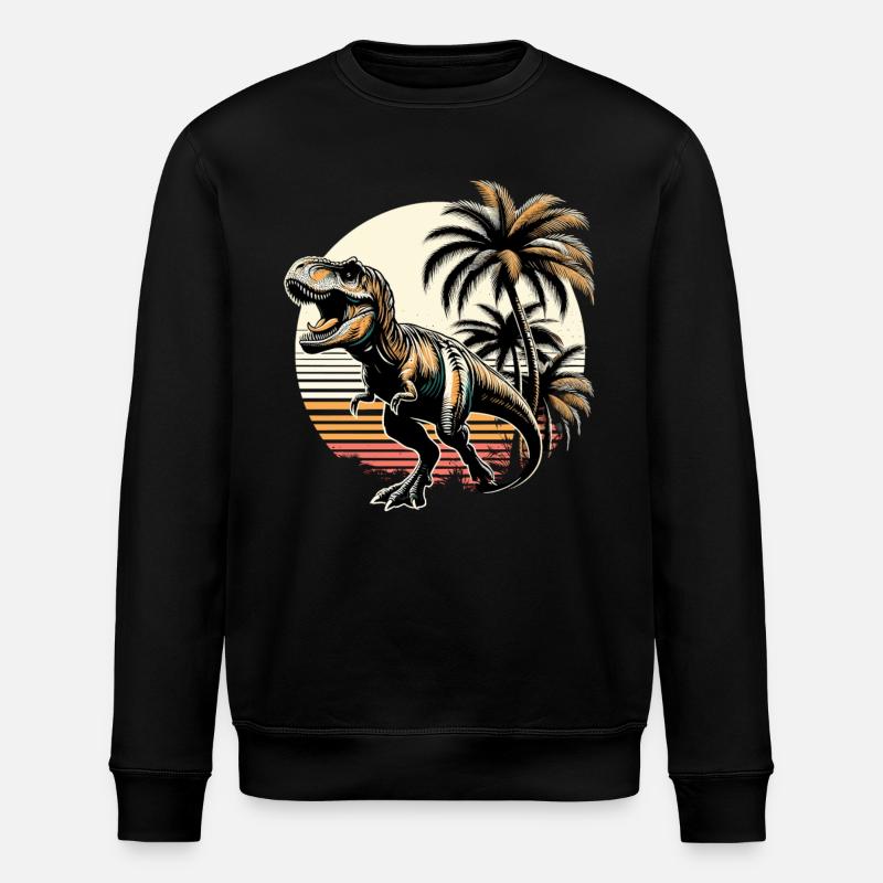 Roaring T-Rex Dinosaur Gift - Stanley/Stella ROLLER Unisex Organic Sweatshirt - black