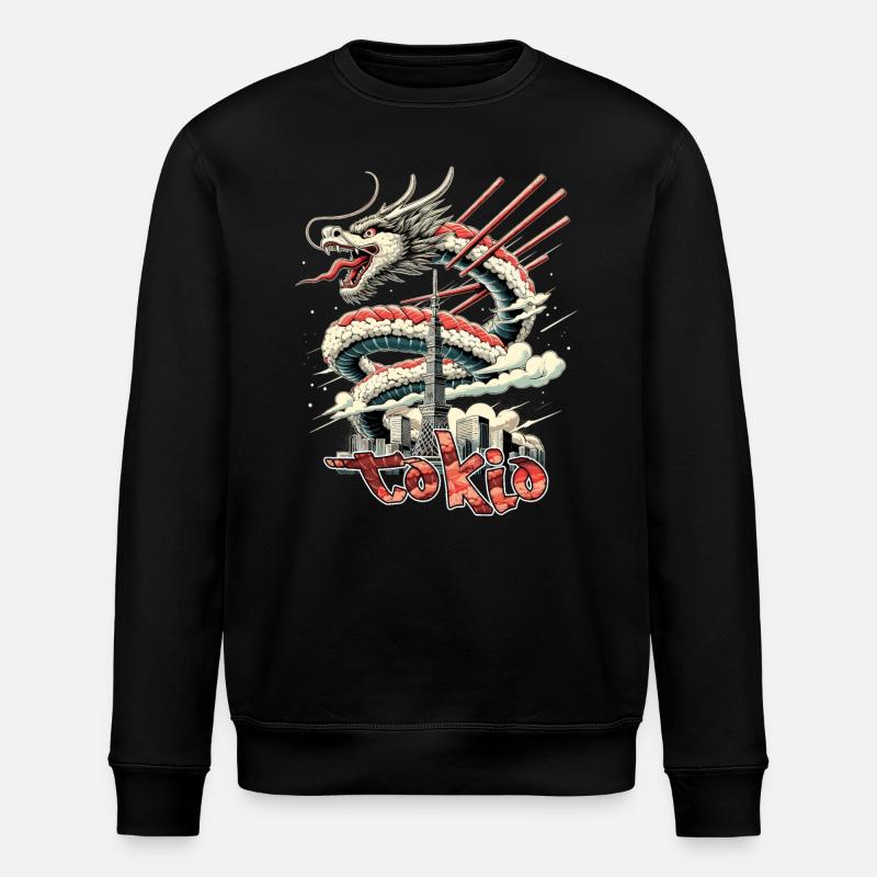 Sushi Dragon Tokyo Gift - Stanley/Stella ROLLER Unisex Organic Sweatshirt - black