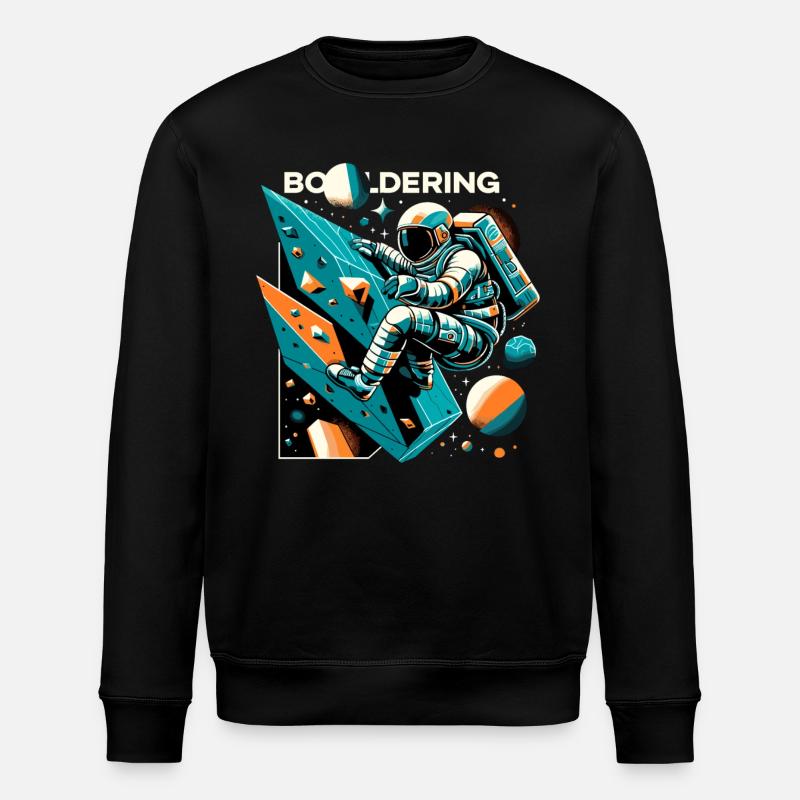 Bouldering Astronaut Spaceman Gift - Stanley/Stella ROLLER Unisex Organic Sweatshirt - black