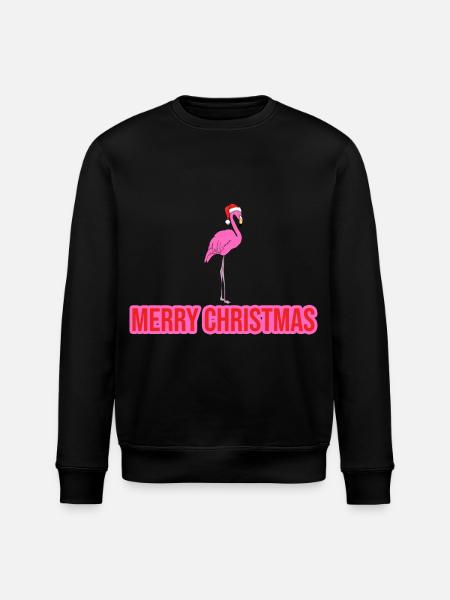Flamingo Merry Christmas - Stanley/Stella ROLLER Unisex Organic Sweatshirt - black