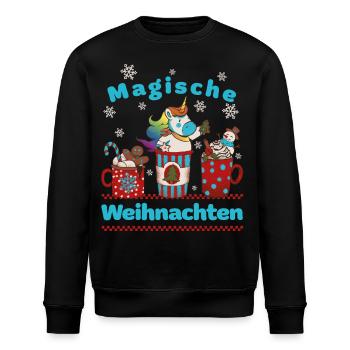 Einhorn - Magische Weihnachten - Kinder Mädchen - Stanley/Stella Unisex Bio-Sweatshirt ROLLER - Schwarz - Vorne - Nik (191cm)