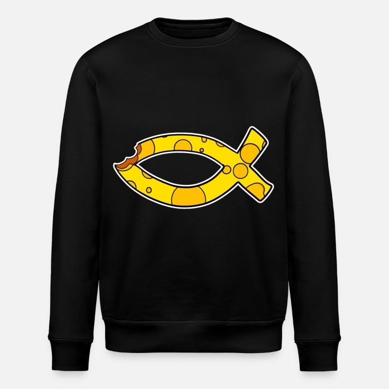 Fish Symbol Cheese - Stanley/Stella ROLLER Unisex Organic Sweatshirt - black