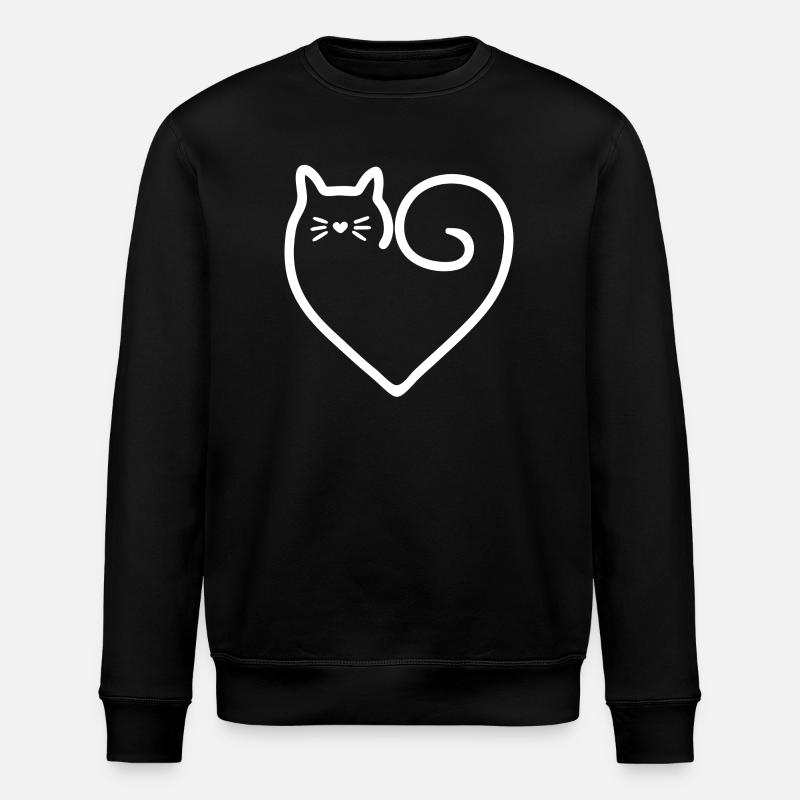 Herz-Form-Katze mit Liebe - Stanley/Stella Unisex Bio-Sweatshirt ROLLER - Schwarz