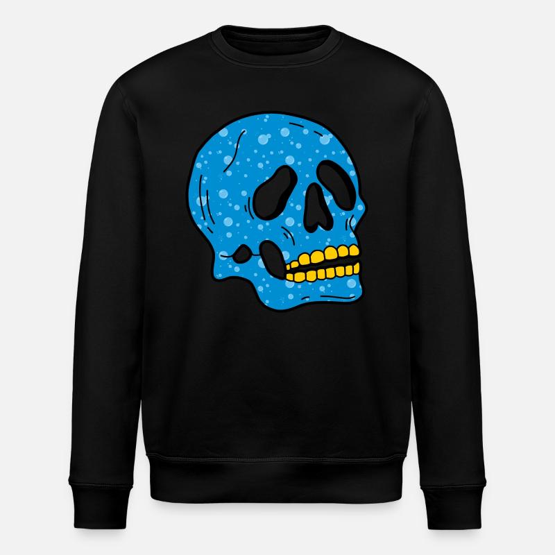 Blaue Blasen Totenkopf - Stanley/Stella Unisex Bio-Sweatshirt ROLLER - Schwarz