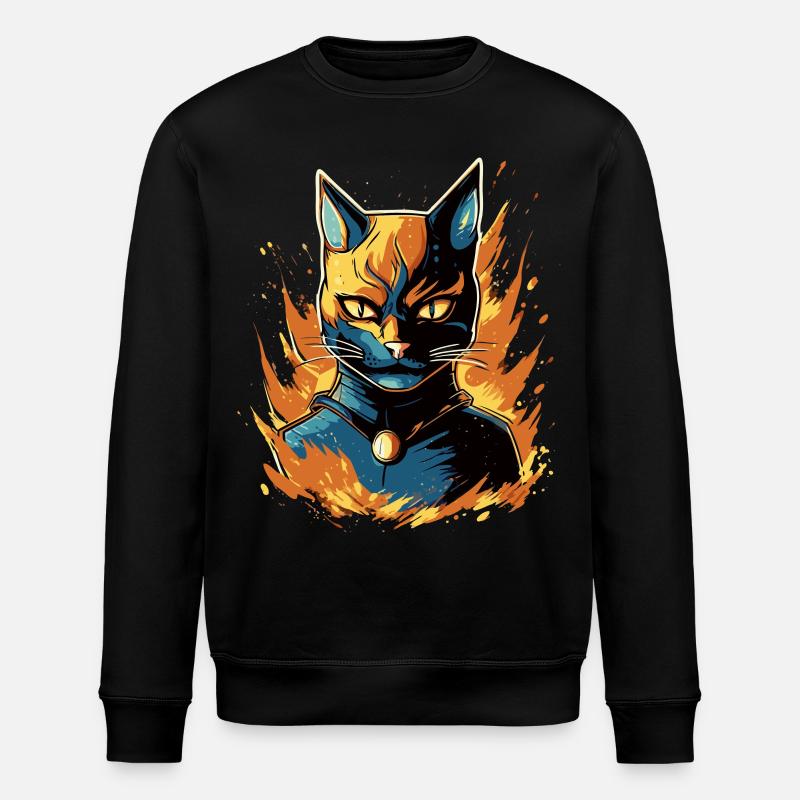 Superpfoten im Einsatz: Superkatze - Stanley/Stella Unisex Bio-Sweatshirt ROLLER - Schwarz